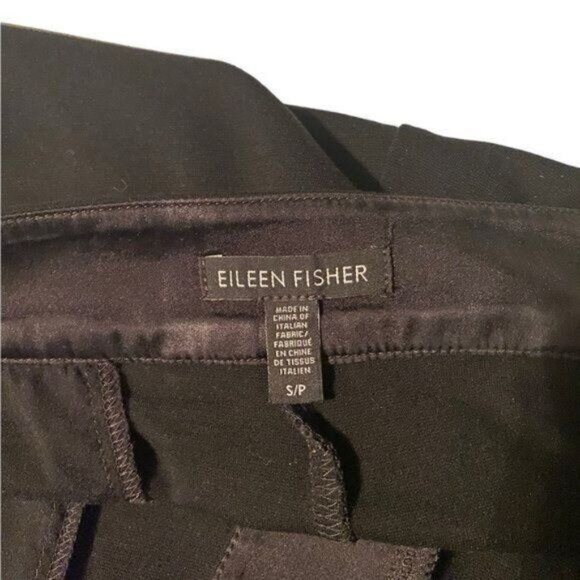 Eileen Fisher Women Cropped Trousers Pants Small Black Wide Leg Preppy Black - Picture 6 of 9
